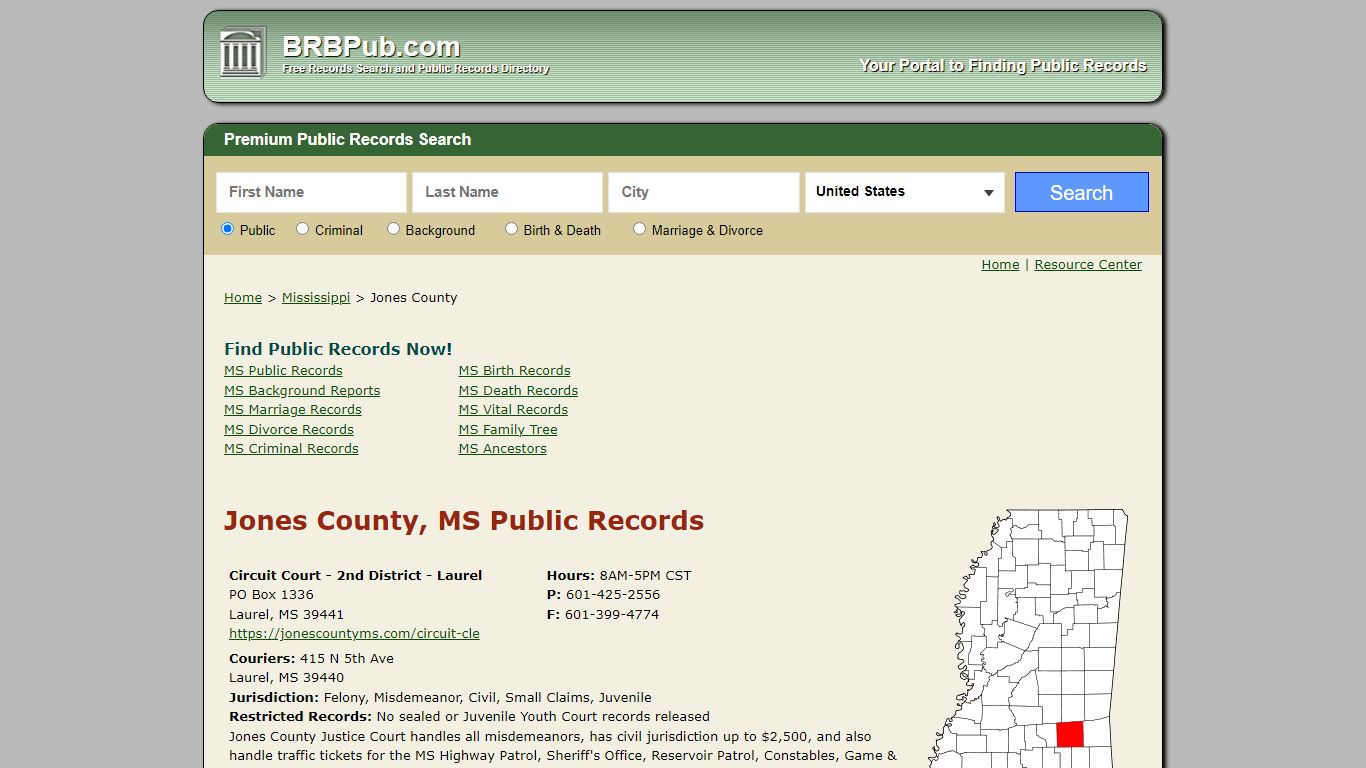 Jones County Public Records | Search Mississippi Government Databases