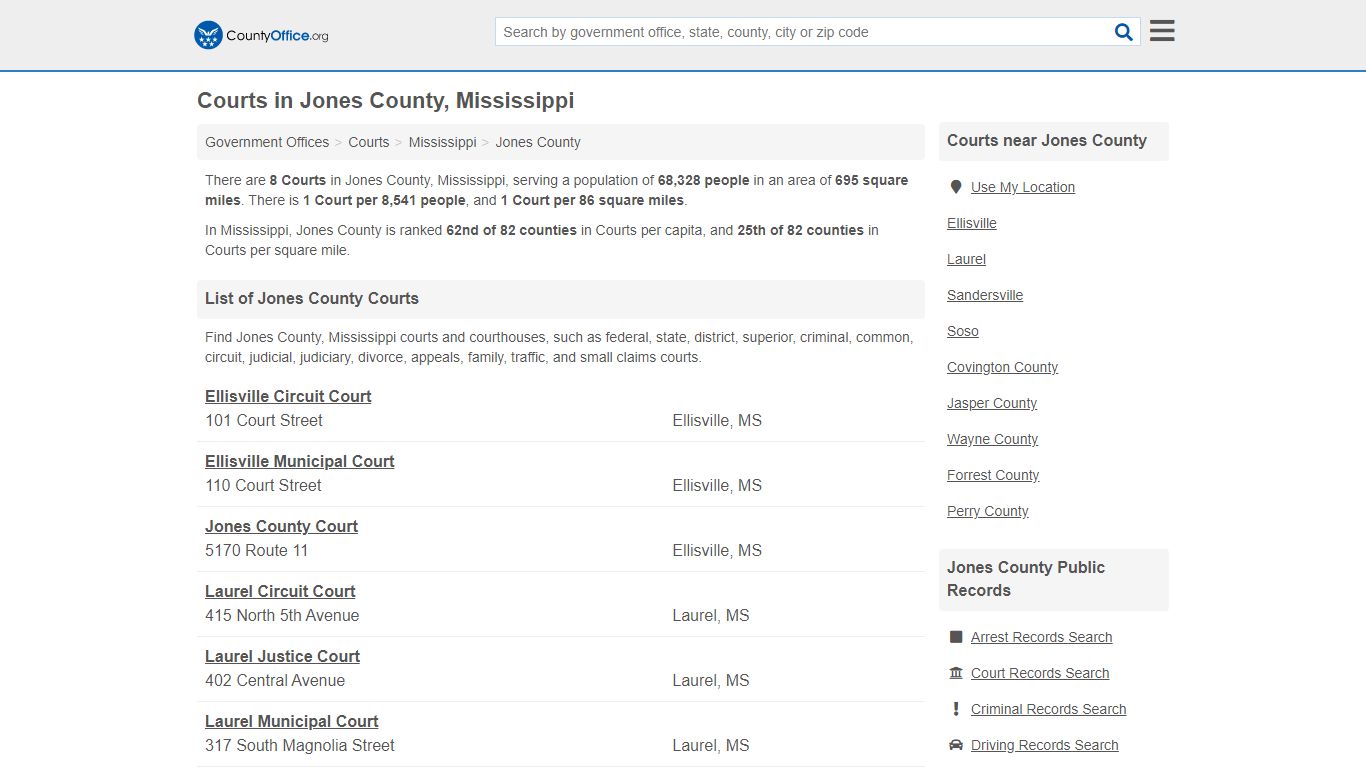 Courts - Jones County, MS (Court Records & Calendars)